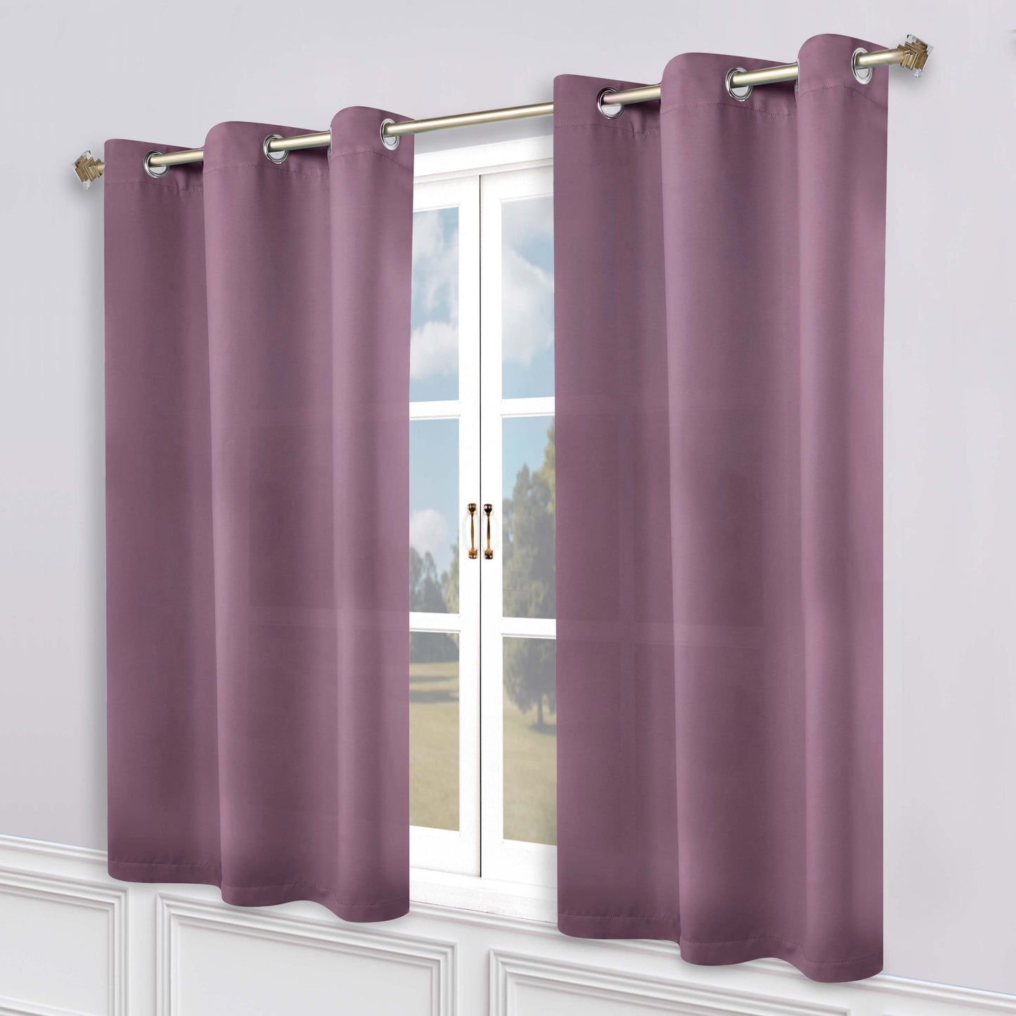 Classic Modern Solid Room Darkening Blackout Curtain Panels. Set of 2