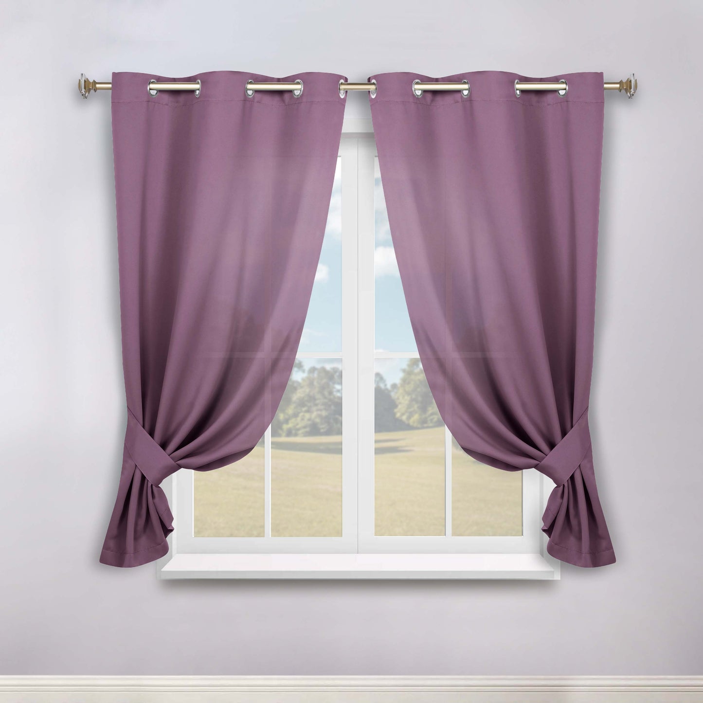 Classic Modern Solid Room Darkening Blackout Curtain Panels. Set of 2