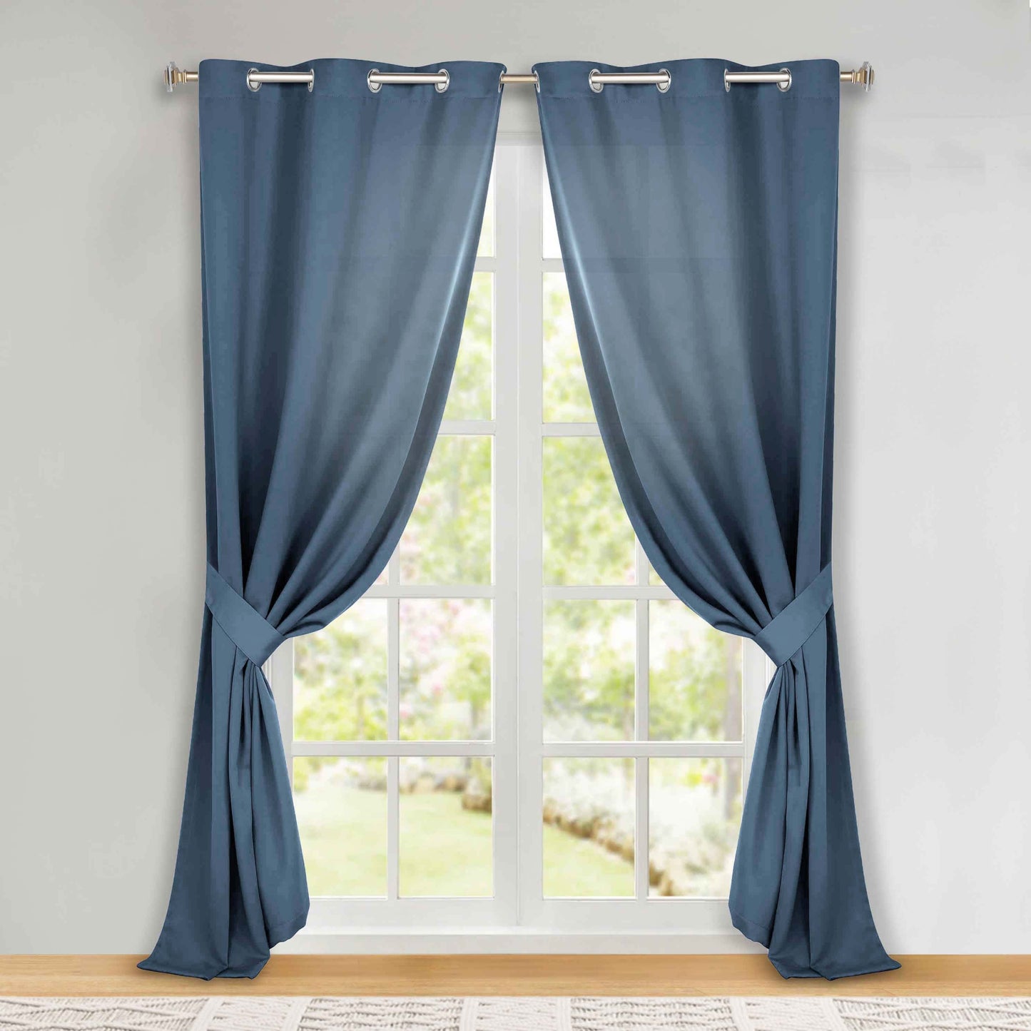 Classic Modern Solid Room Darkening Blackout Curtain Panels. Set of 2