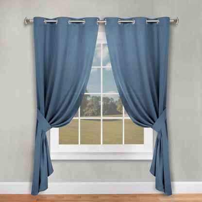 Classic Modern Solid Room Darkening Blackout Curtain Panels. Set of 2