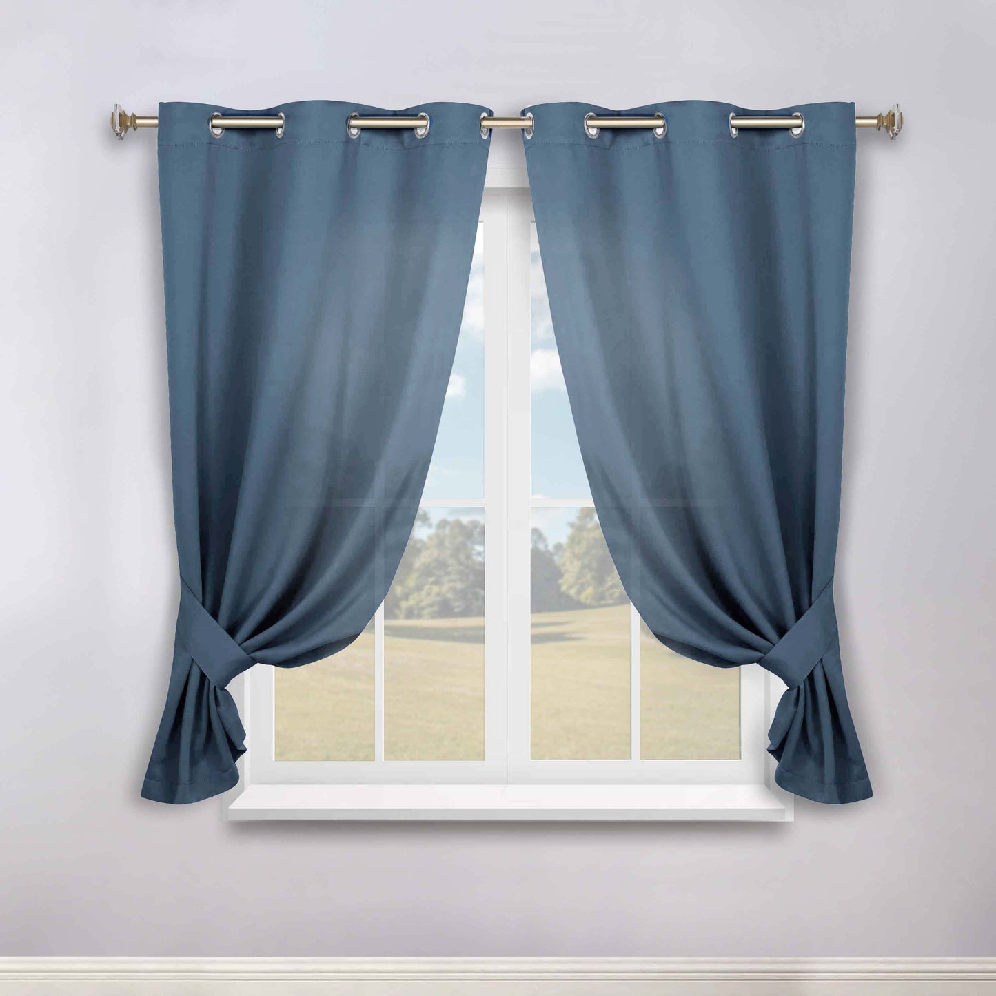 Classic Modern Solid Room Darkening Blackout Curtain Panels. Set of 2