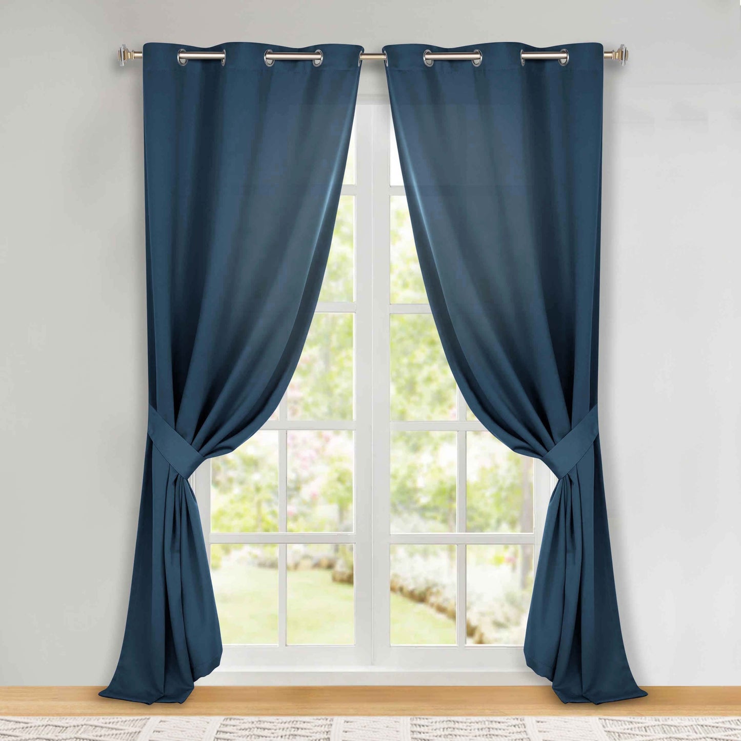 Classic Modern Solid Room Darkening Blackout Curtain Panels. Set of 2