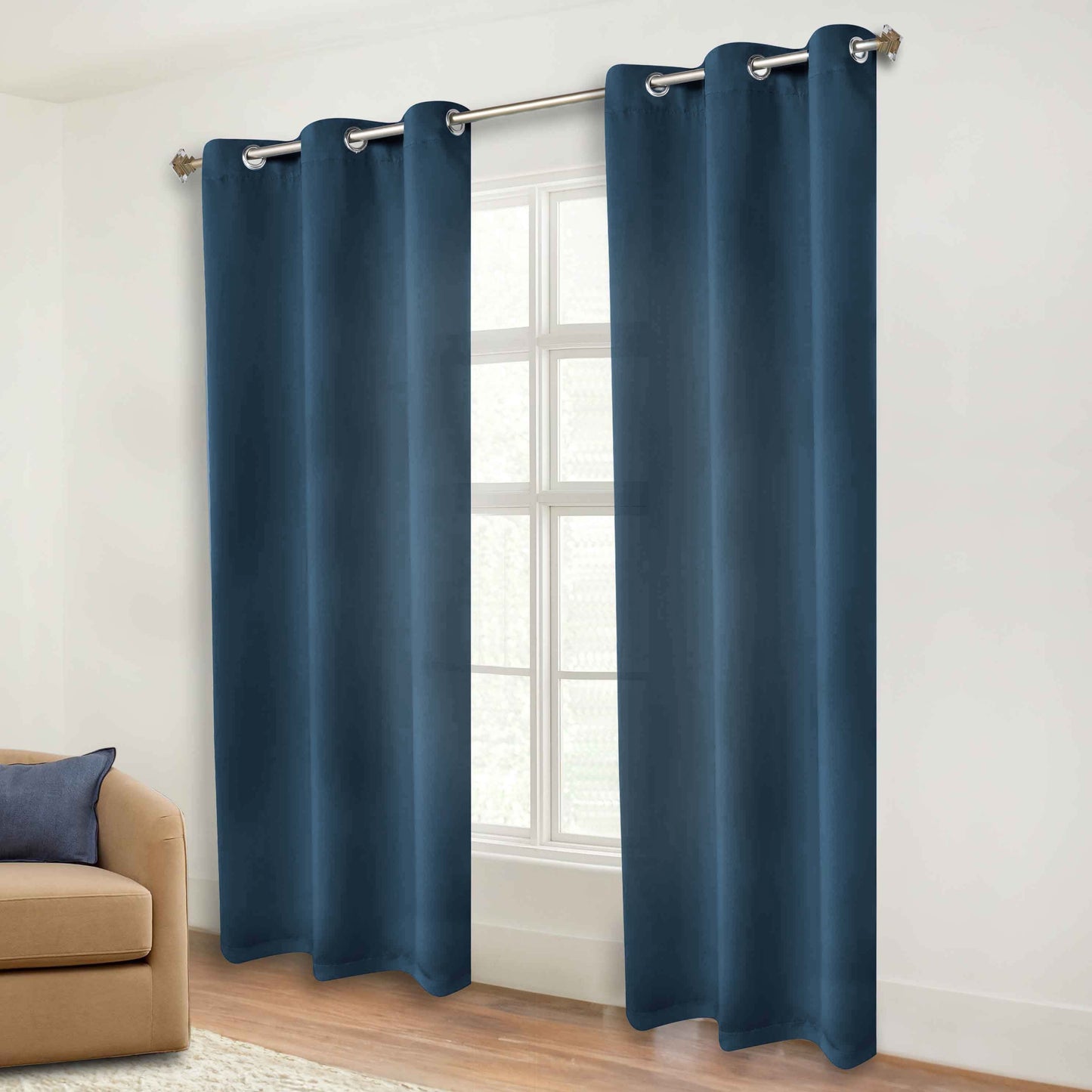 Classic Modern Solid Room Darkening Blackout Curtain Panels. Set of 2