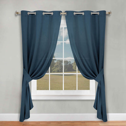 Classic Modern Solid Room Darkening Blackout Curtain Panels. Set of 2