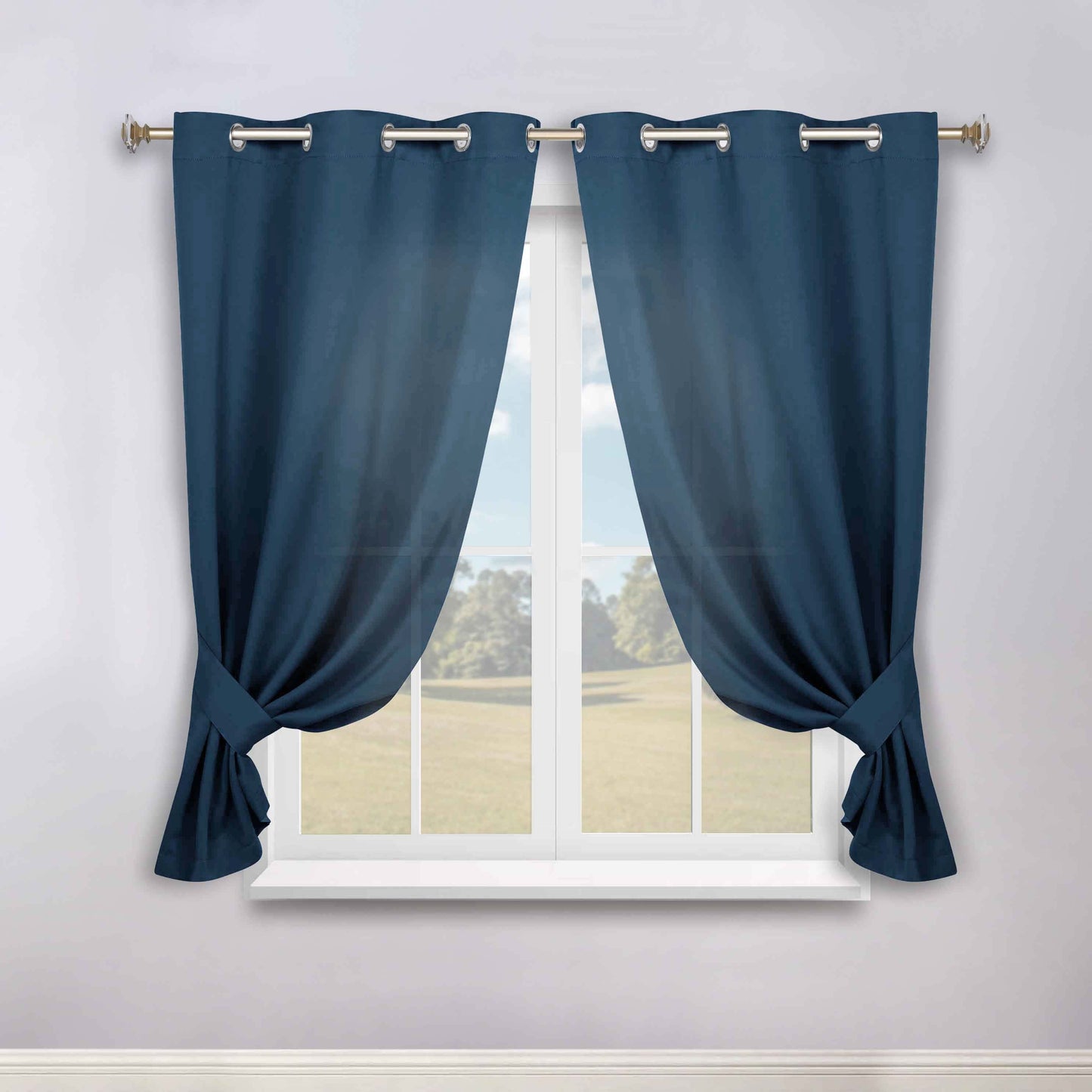 Classic Modern Solid Room Darkening Blackout Curtain Panels. Set of 2