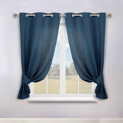 Classic Modern Solid Room Darkening Blackout Curtain Panels. Set of 2