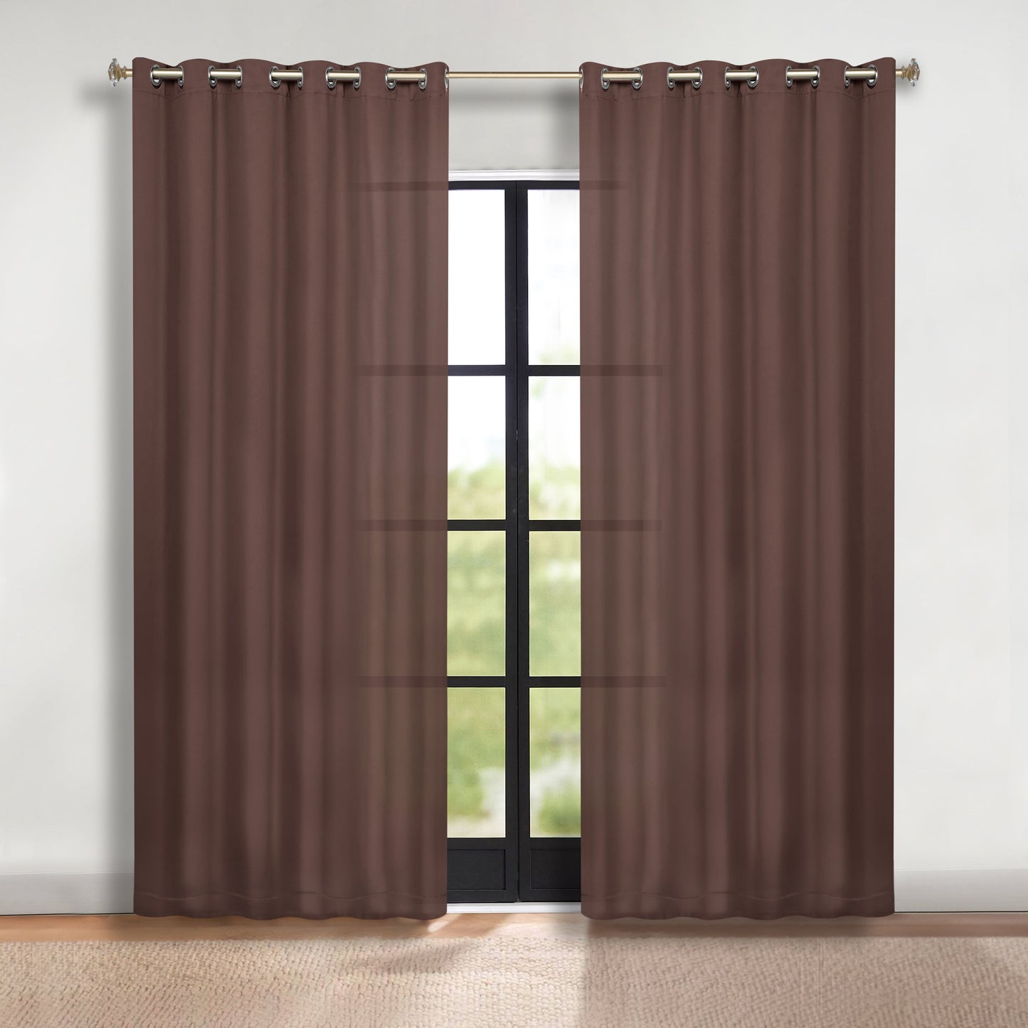 Classic Modern Solid Room Darkening Blackout Curtain Panels. Set of 2