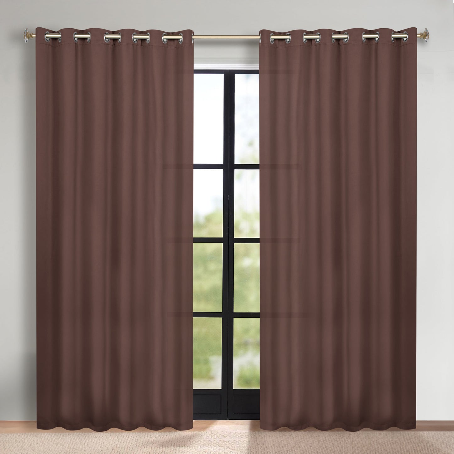 Classic Modern Solid Room Darkening Blackout Curtain Panels. Set of 2