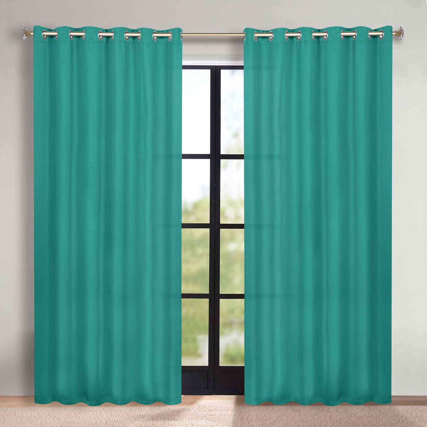 Classic Modern Solid Room Darkening Blackout Curtain Panels. Set of 2