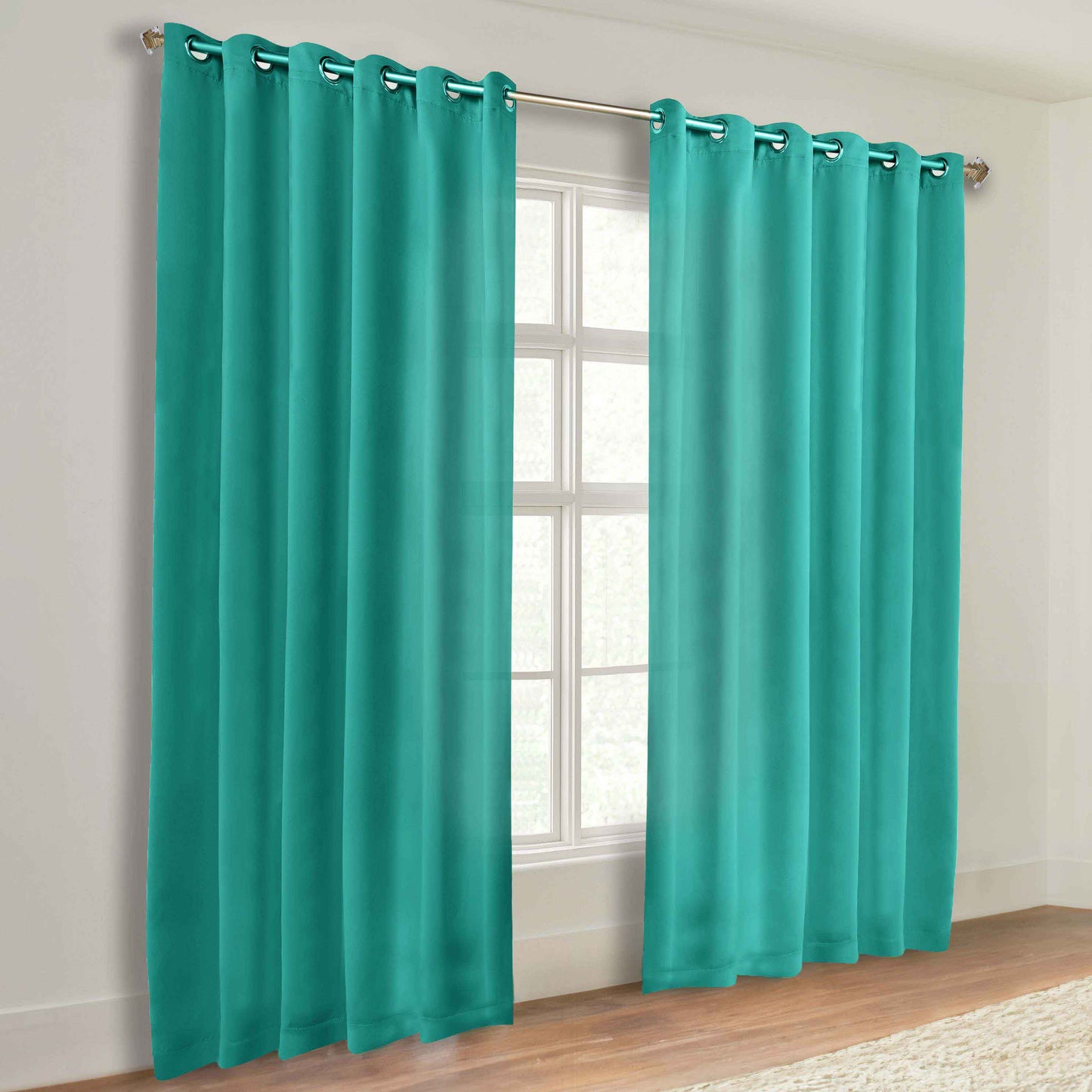 Classic Modern Solid Room Darkening Blackout Curtain Panels. Set of 2