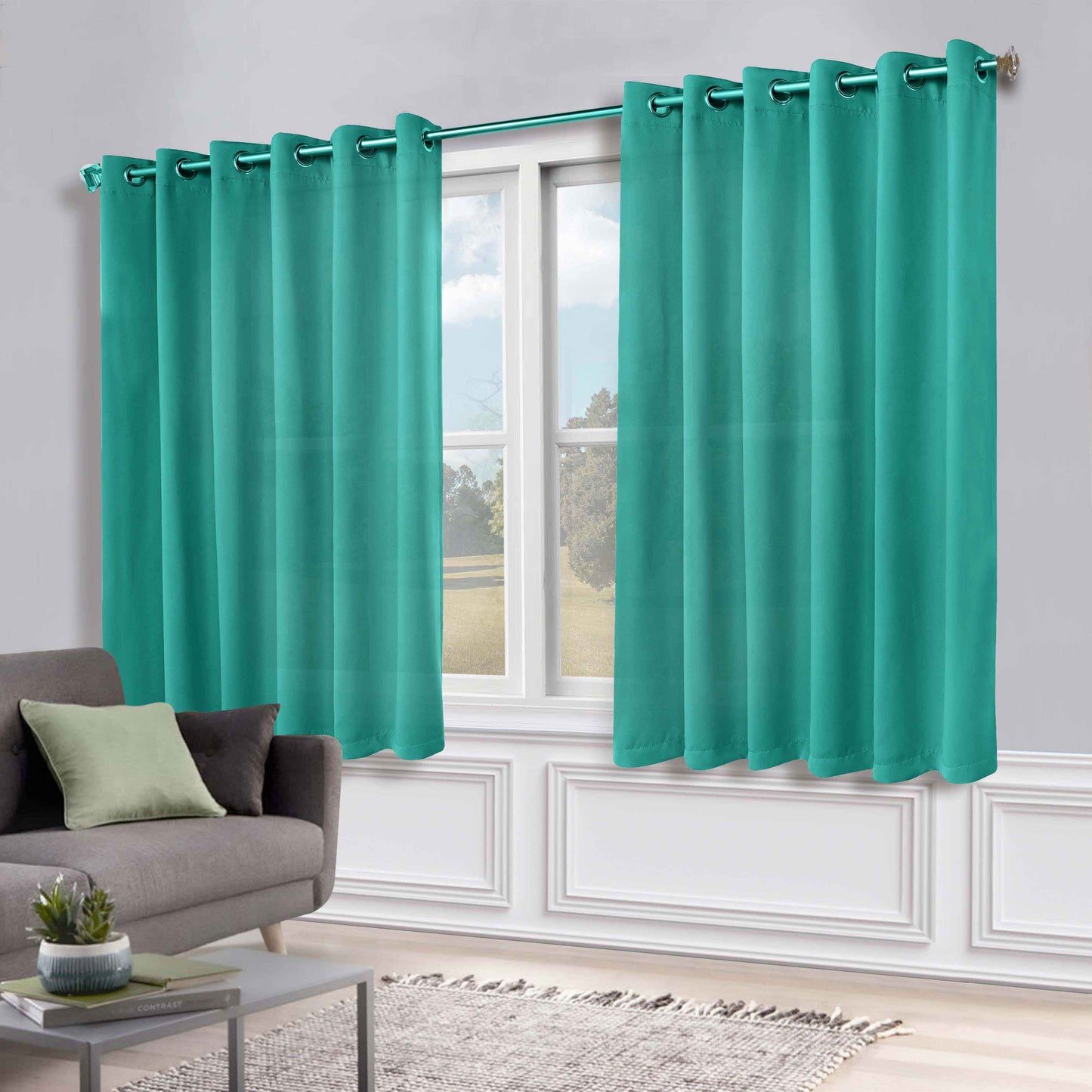 Classic Modern Solid Room Darkening Blackout Curtain Panels. Set of 2