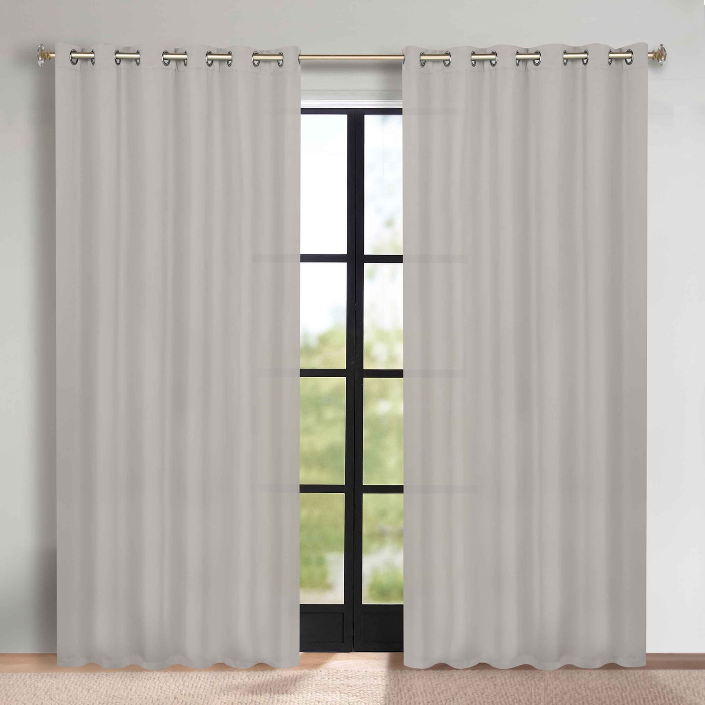 Classic Modern Solid Room Darkening Blackout Curtain Panels. Set of 2