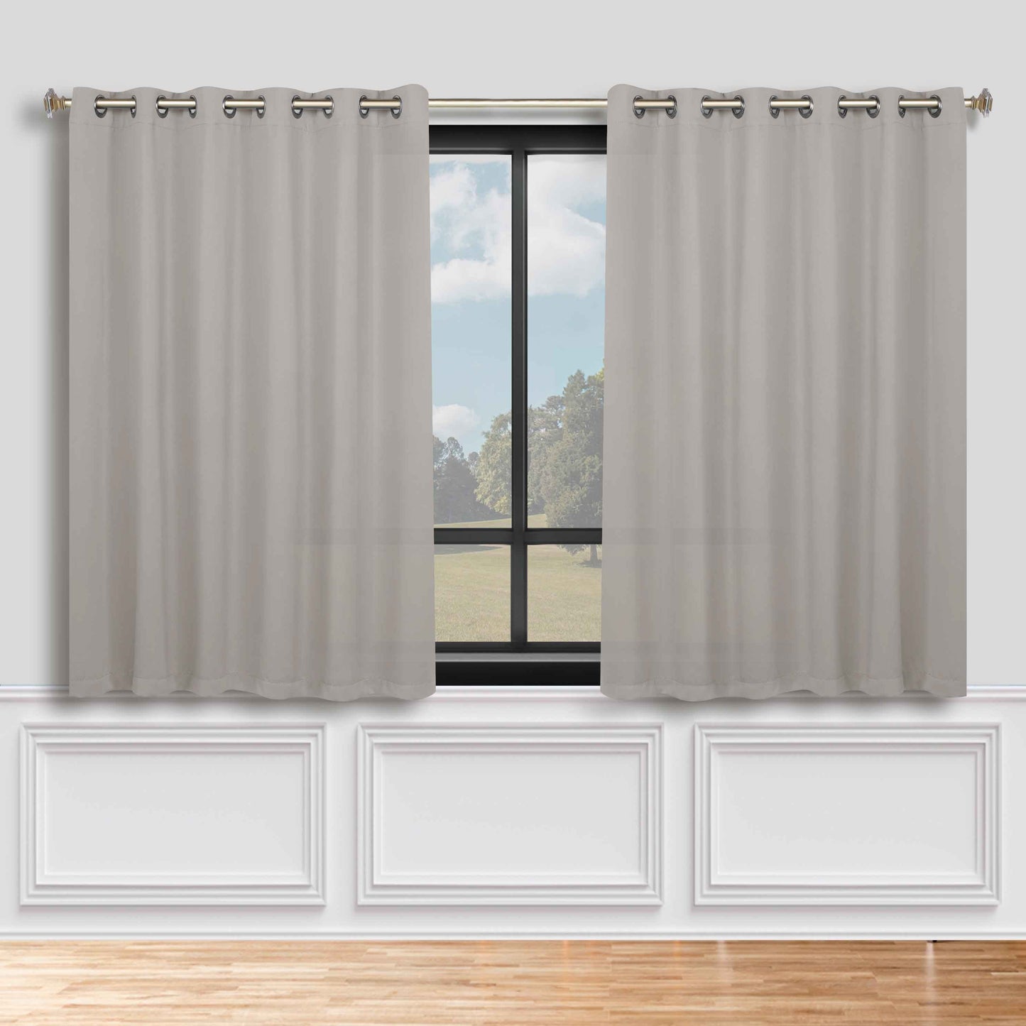 Classic Modern Solid Room Darkening Blackout Curtain Panels. Set of 2