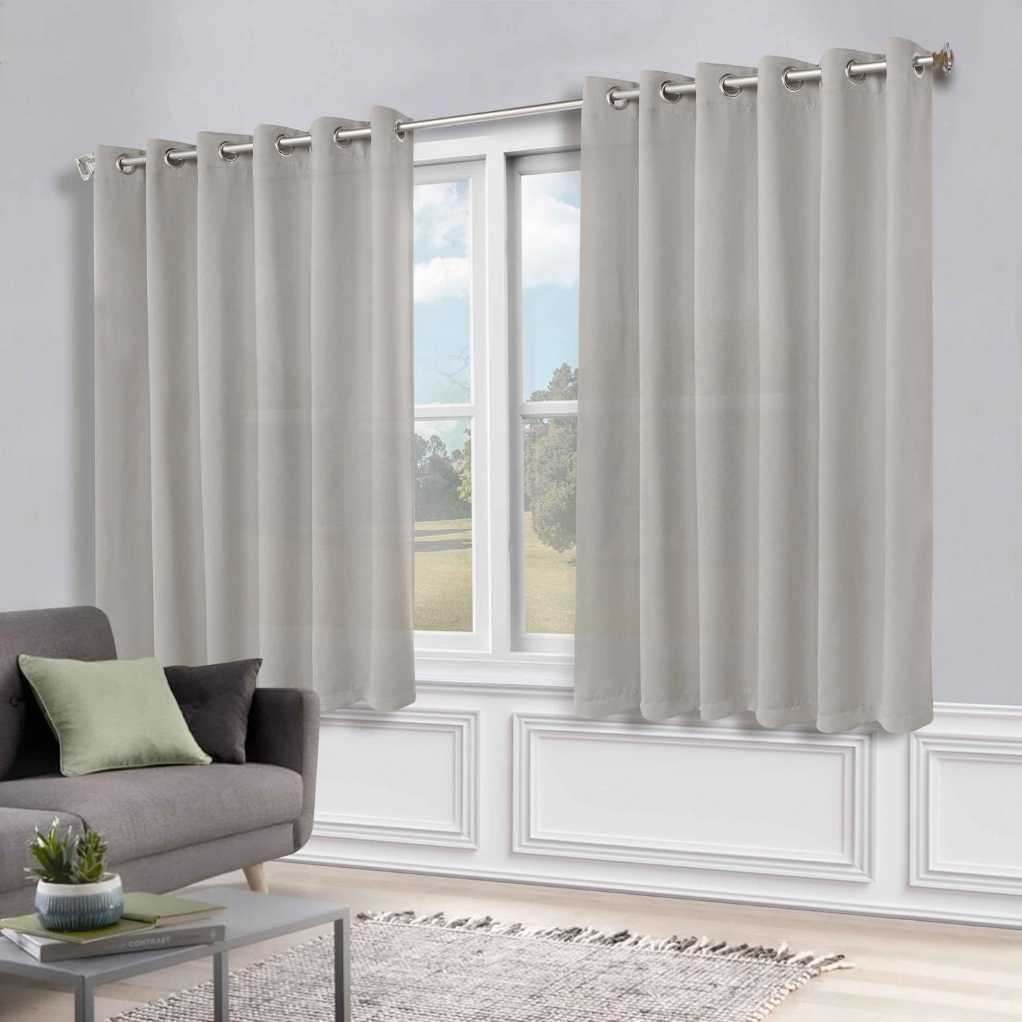 Classic Modern Solid Room Darkening Blackout Curtain Panels. Set of 2