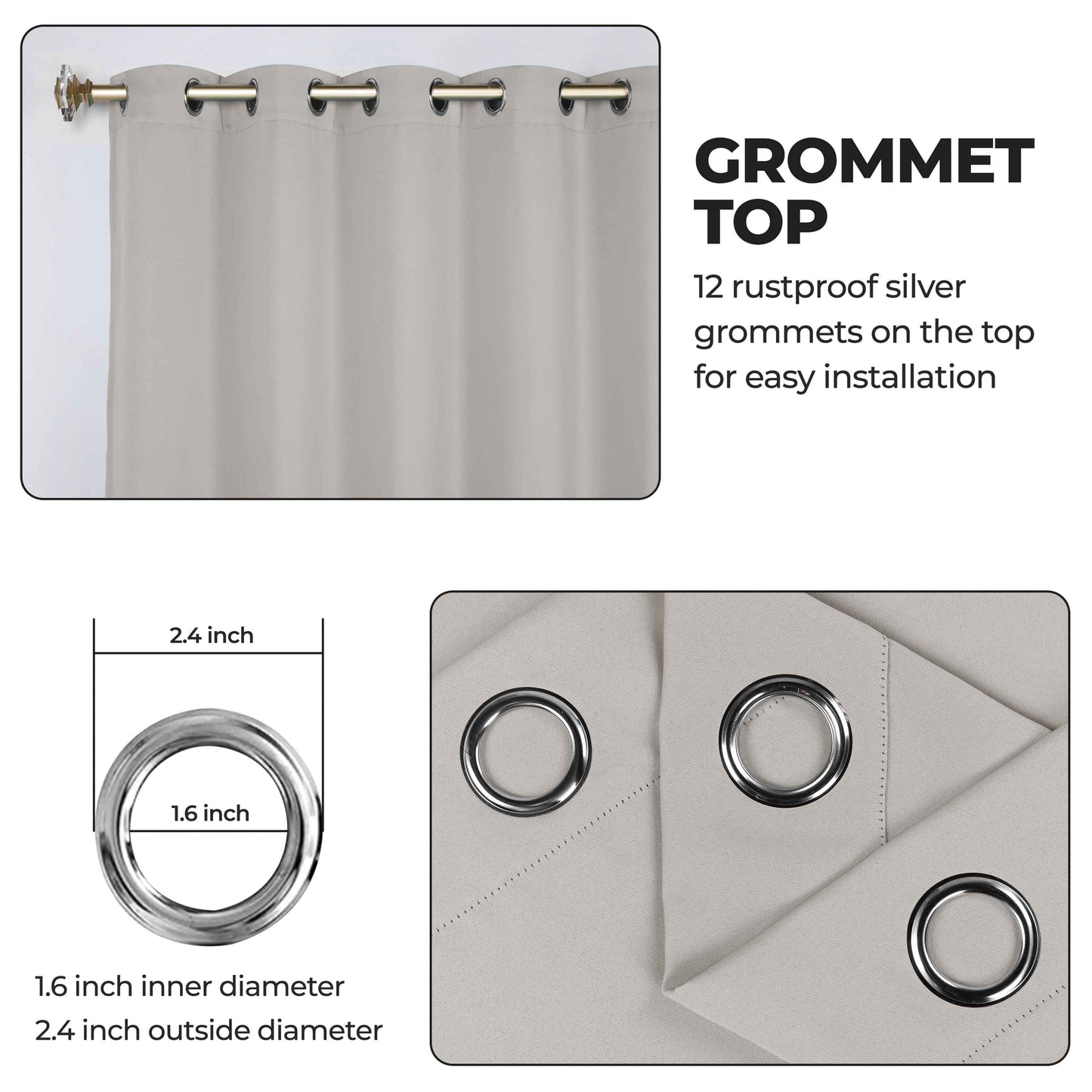 Classic Modern Solid Room Darkening Blackout Curtain Panels. Set of 2