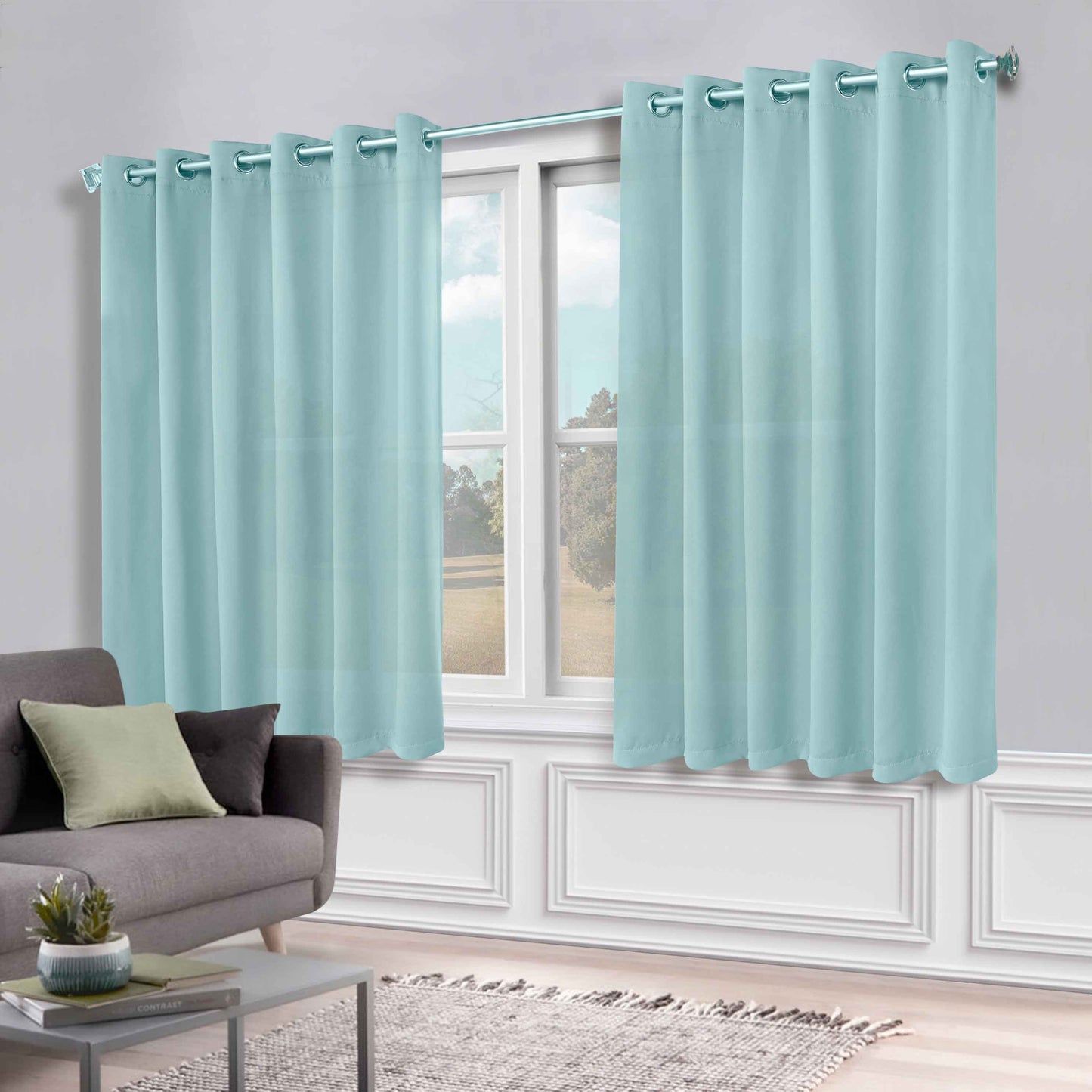 Classic Modern Solid Room Darkening Blackout Curtain Panels. Set of 2
