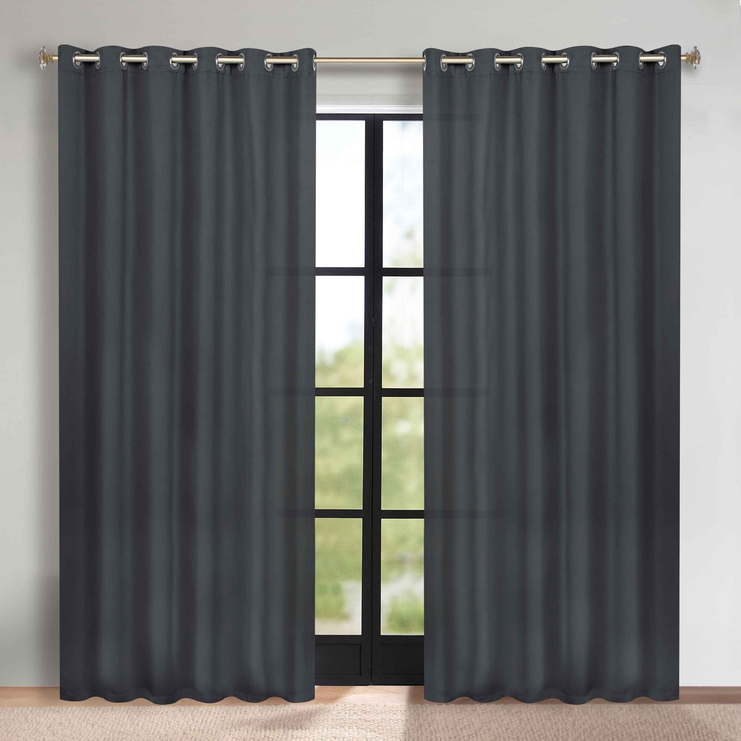 Classic Modern Solid Room Darkening Blackout Curtain Panels. Set of 2