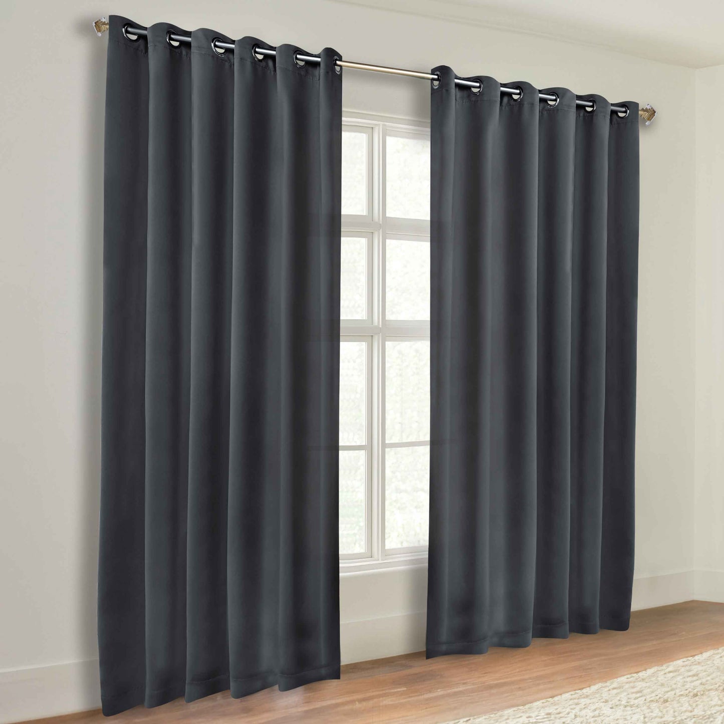 Classic Modern Solid Room Darkening Blackout Curtain Panels. Set of 2