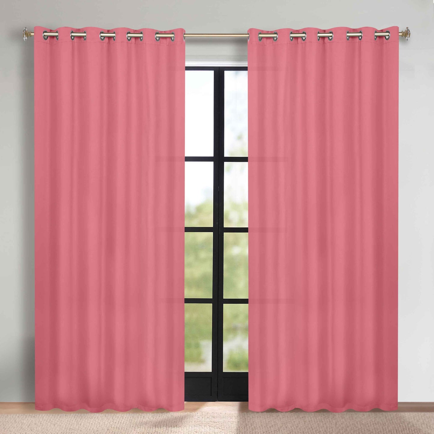 Classic Modern Solid Room Darkening Blackout Curtain Panels. Set of 2