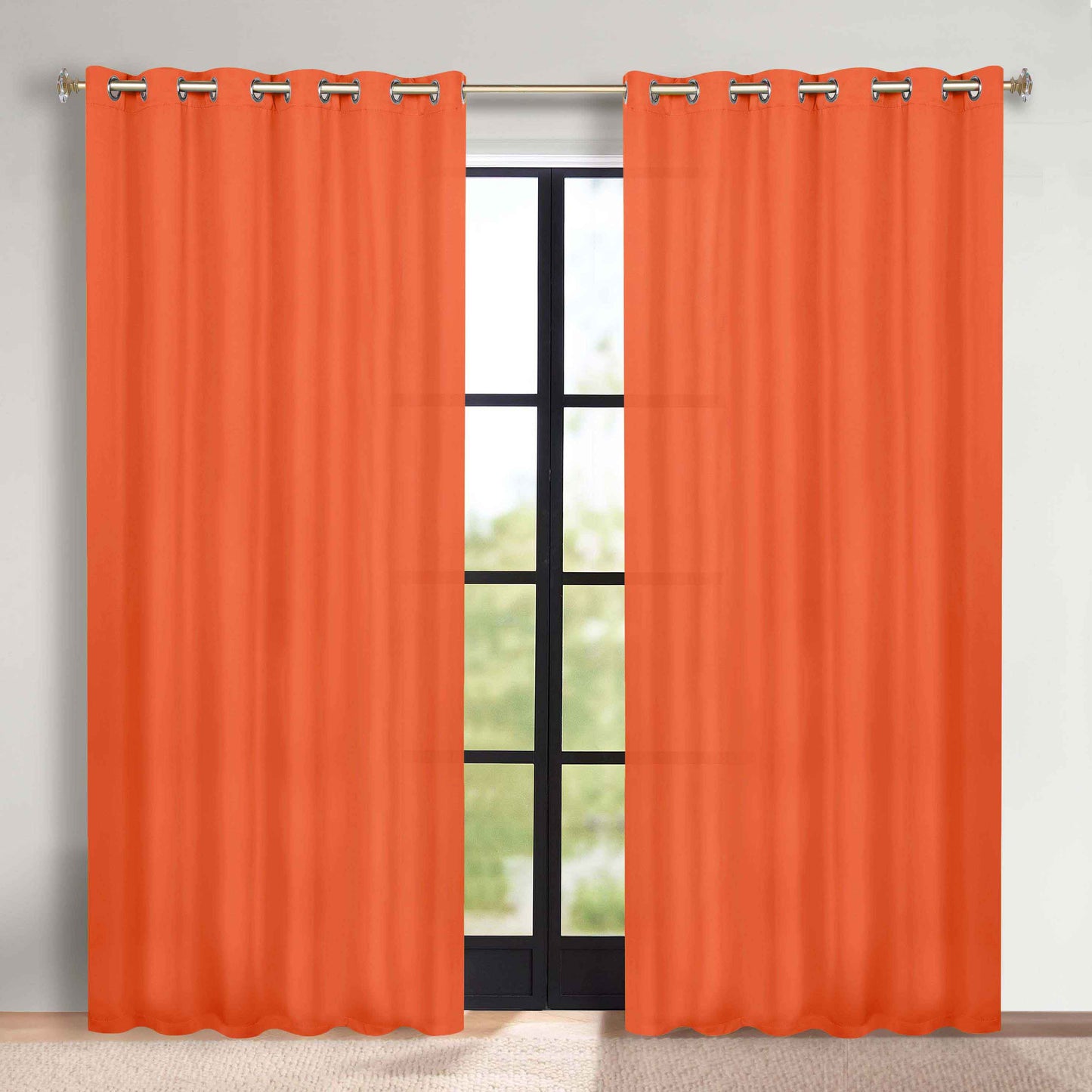 Classic Modern Solid Room Darkening Blackout Curtain Panels. Set of 2