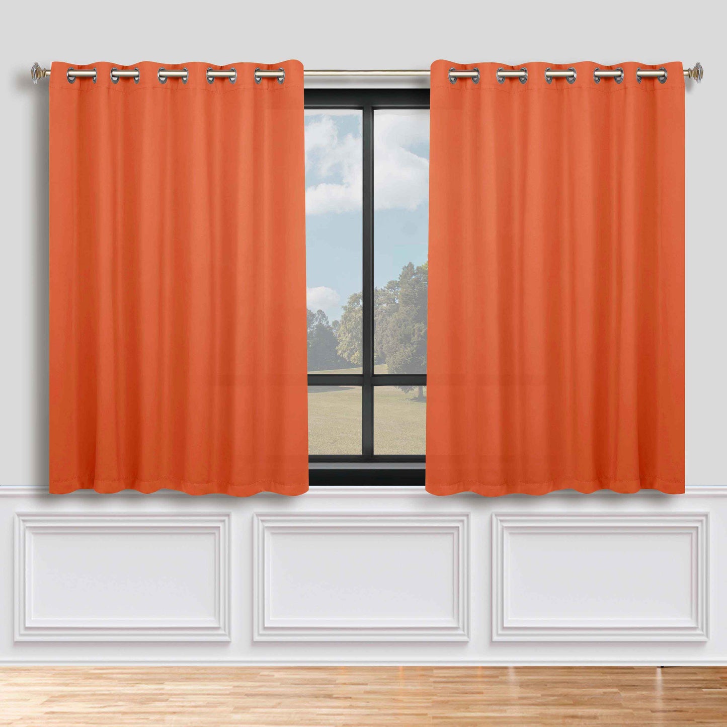 Classic Modern Solid Room Darkening Blackout Curtain Panels. Set of 2