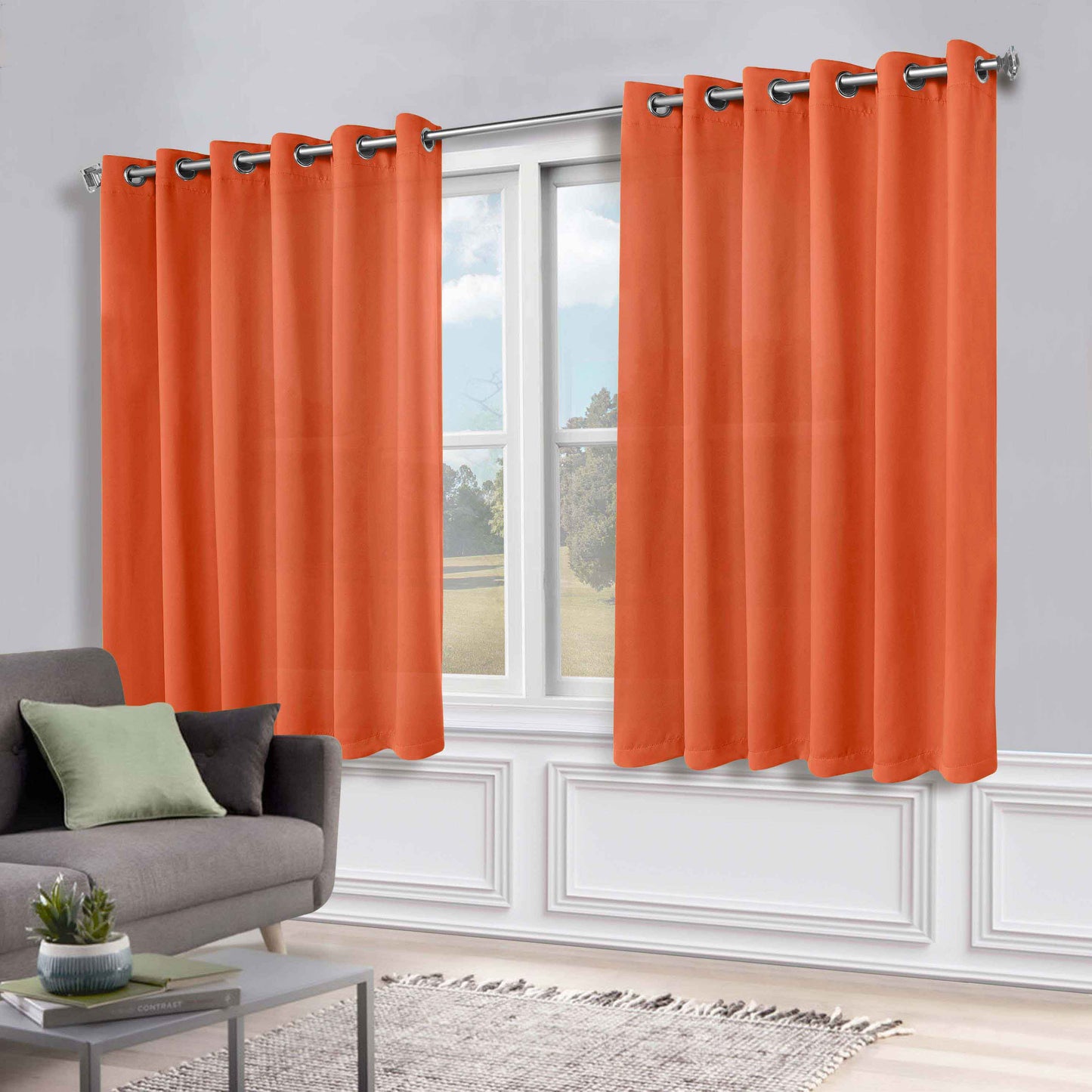 Classic Modern Solid Room Darkening Blackout Curtain Panels. Set of 2