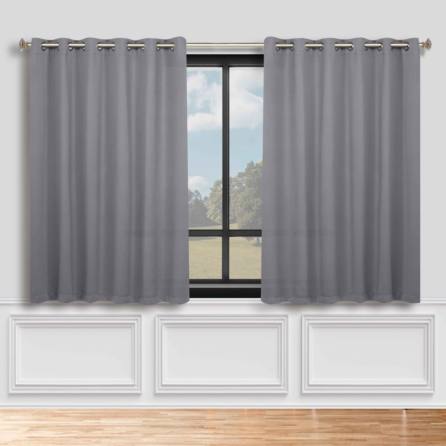 Classic Modern Solid Room Darkening Blackout Curtain Panels. Set of 2
