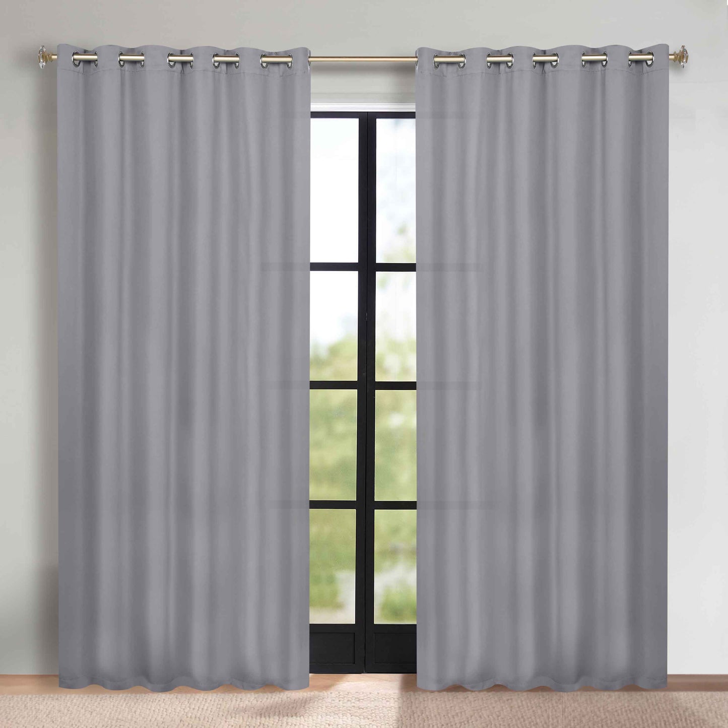 Classic Modern Solid Room Darkening Blackout Curtain Panels. Set of 2