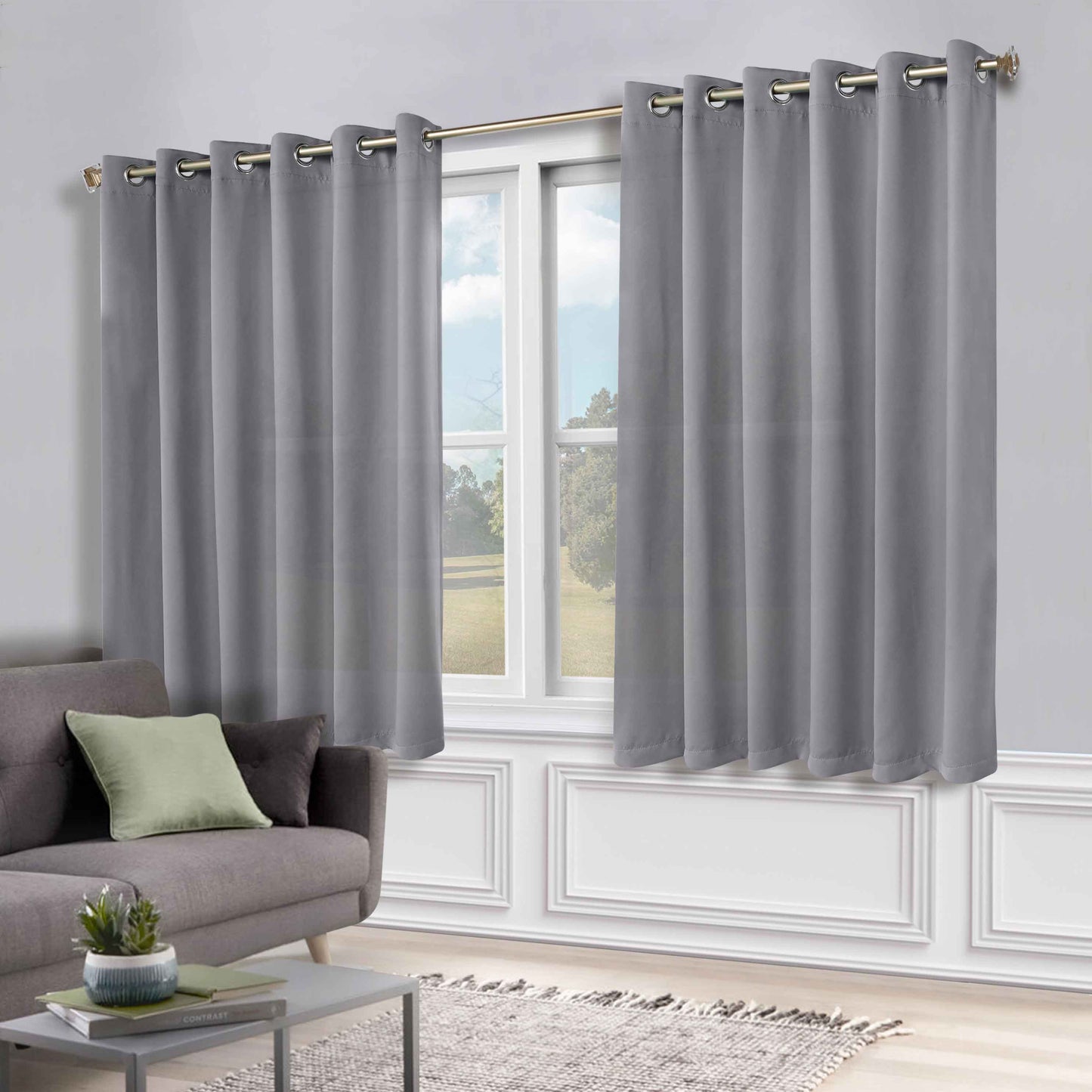 Classic Modern Solid Room Darkening Blackout Curtain Panels. Set of 2