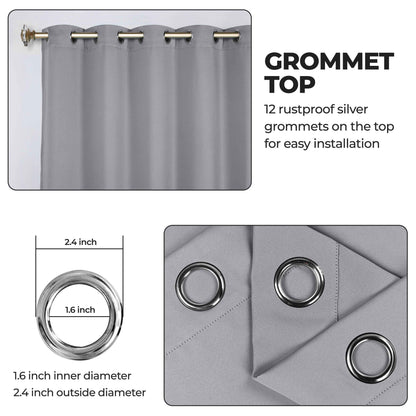 Classic Modern Solid Room Darkening Blackout Curtain Panels. Set of 2