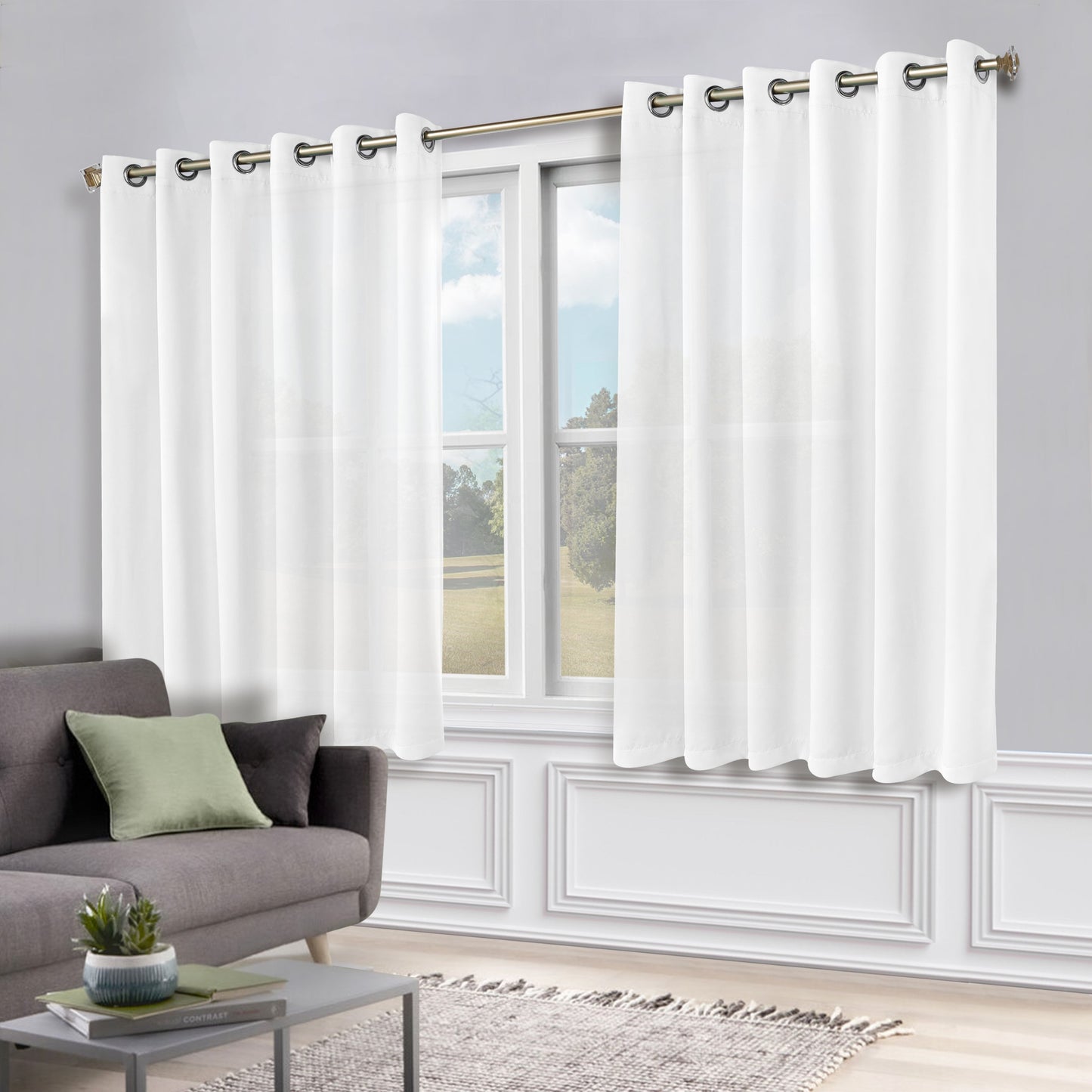 Classic Modern Solid Room Darkening Blackout Curtain Panels. Set of 2