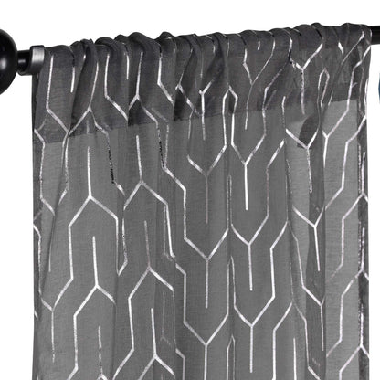 Cormac Printed Geometric Trellis Sheer Curtain Set of 2 Panels