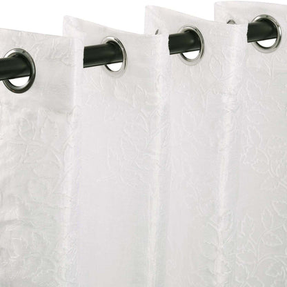 Embroidered Foliage Grommet Sheer Curtain Panel Set