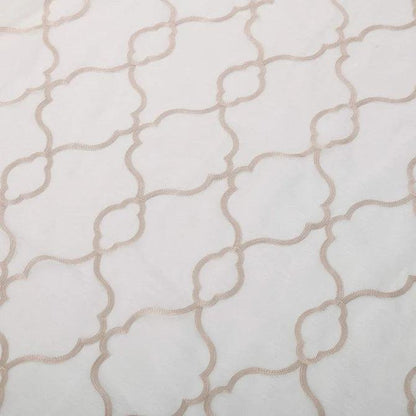 Embroidered Lattice Grommet Sheer Curtain Panel Set