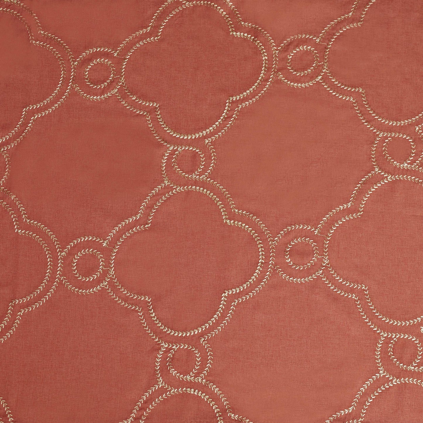 Embroidered Moroccan Trellis Sheer Grommet Curtain Panel Set