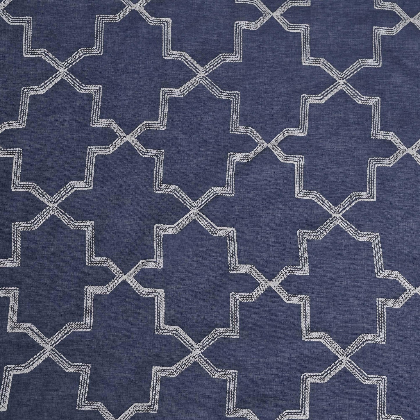 Embroidered Quatrefoil Semi Sheer 2 Piece Curtain Panel Set