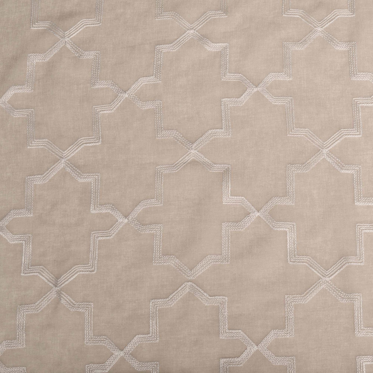 Embroidered Quatrefoil Semi Sheer 2 Piece Curtain Panel Set