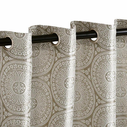 Eminence Jacquard Floral Mandala Semi-Sheer Curtain Panel Set