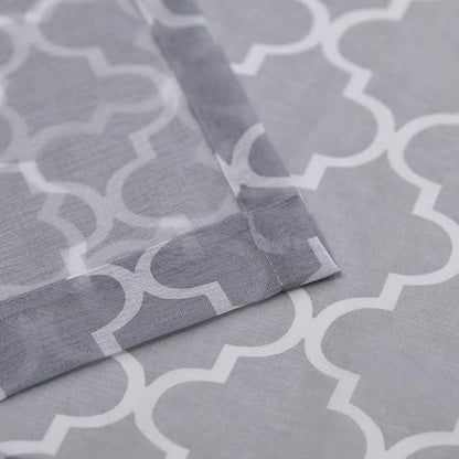 Geometric Trellis Lattice Sheer Grommet Curtain Panel Set