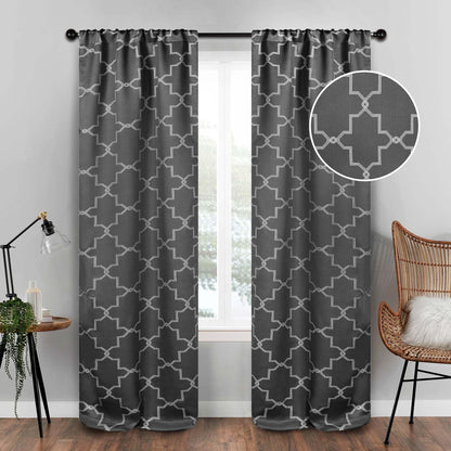 Imperial Trellis Washable Room Darkening Blackout Curtains. Set of 2