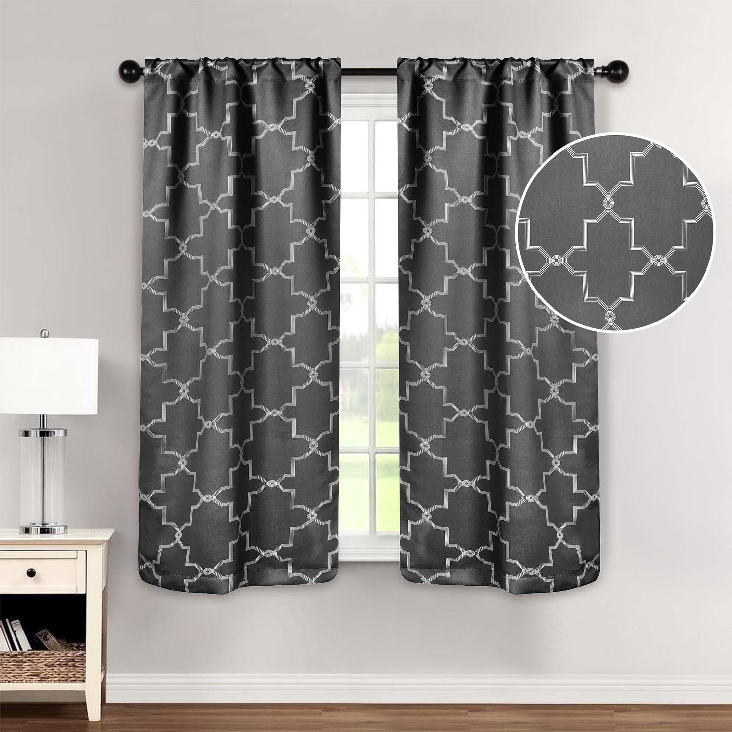 Imperial Trellis Washable Room Darkening Blackout Curtains. Set of 2