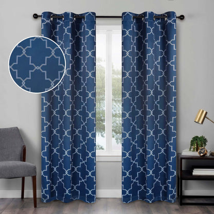 Imperial Trellis Washable Room Darkening Blackout Curtains. Set of 2