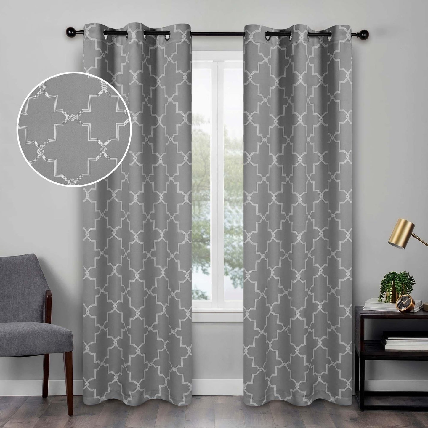 Imperial Trellis Washable Room Darkening Blackout Curtains. Set of 2