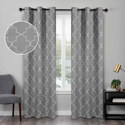 Imperial Trellis Washable Room Darkening Blackout Curtains. Set of 2