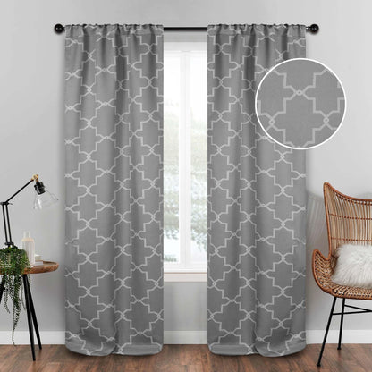 Imperial Trellis Washable Room Darkening Blackout Curtains. Set of 2