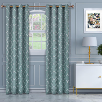 Imperial Trellis Washable Room Darkening Blackout Curtains. Set of 2