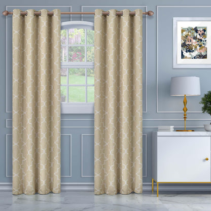 Imperial Trellis Washable Room Darkening Blackout Curtains. Set of 2
