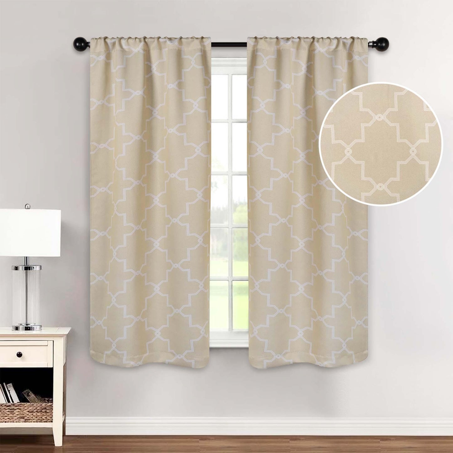 Imperial Trellis Washable Room Darkening Blackout Curtains. Set of 2
