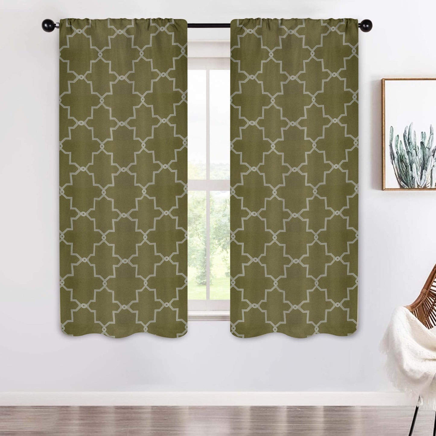 Imperial Trellis Washable Room Darkening Blackout Curtains. Set of 2