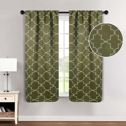 Imperial Trellis Washable Room Darkening Blackout Curtains. Set of 2